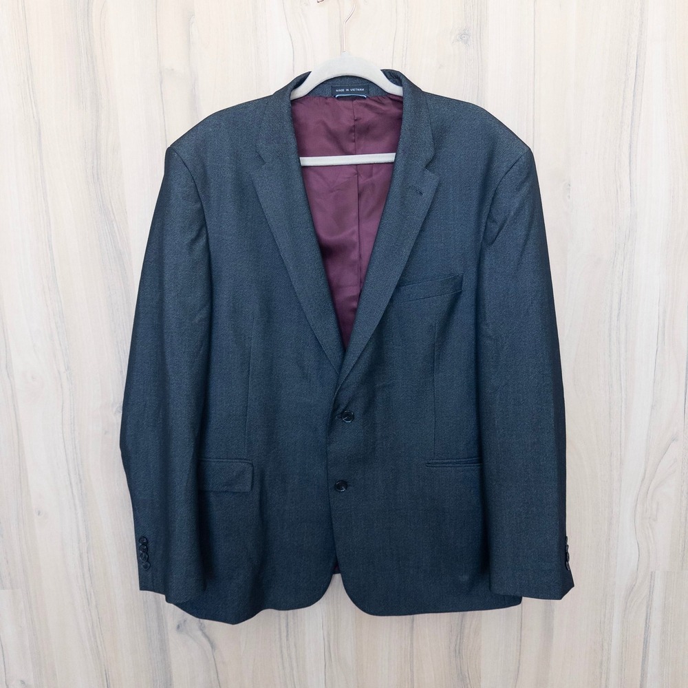 Tommy Hilfiger Mens Blazer 46R Dark Gray Two Button Suit Jacket Career Preppy